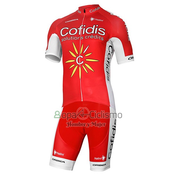 Cofidis Ropa Ciclismo Culotte Corto 2017 Mangas Cortas Rojo